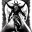 Placeholder: Devil demon satan king war code prophecy black and white world end