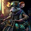 Placeholder: highly detailed and realistic rat gang member wearing a vest and a bandana riding a chopper, high detail, realism, vibrant colours, graffiti accents, complementary colours, splash art, perfect composition, beautiful detailed intricate insanely detailed octane render trending on artstation, 8 k artistic photography, photorealistic concept art, soft natural volumetric cinematic perfect light, chiaroscuro, award - winning photograph, masterpiece, oil on canvas, raphael, caravaggio, greg rutkowski,