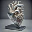 Placeholder: stainless steel sculpture of human flesh-like heart formed by human bodies