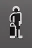 Placeholder: Logo, black ink on silver paper, pictogram of a person standing separated from a group