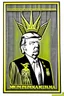 Placeholder: president donald trump in style of shepard fairy obama poster style gold colour stencil with american flag with letters M A G A