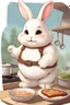 Placeholder: Cute chubby bunny floppy ears adventurer dnd cooking art realism