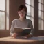 Placeholder: female student studying by the window, anime style,perfect face, cool face, ultra detail, unreal engine 5, cinema4d, sun light, studio lighting --ar 1:1 --v 4