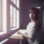 Placeholder: female student studying by the window, anime style, unreal engine 5, cinema4d, sun light, studio lighting --ar 1:1 --v 4