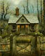 Placeholder: lone old stone cottage with lights on, by Frozen apocalypse " a patchwork art by Jamie heiden, peter doig, Renoir, pol Ledent, endre penovac, Gustave Loiseau, Arthur Rackham, Doug Chinnery, Maud Lewis. inlay, watercolors and ink, beautiful, fantastic view, extremely detailed, intricate, best quality, highest definition, rich colours. intricate beautiful dynamic lighting award winning fantastic view ultra detailed 4K 3D high definition hdr elegant intricate beautiful award winning fantastic view