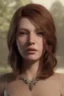 Placeholder: a sweet brown-haired woman with large brown feathered wings