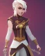 Placeholder: d&d character, female, cleric, happy, armor, white hair, gold eyes, smile, chibi