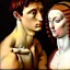 Placeholder: portrait of a male and a beatiful female Michelangelo style