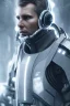 Placeholder: Joi blade runner, Black intergalactic pilot suit, portrait, bright white eyes, wearing high tech pilot breathing mask, beautiful face, white smoke, dark, rage, sorrow, high definition, ultra 8 k, volumetric lighting, blue fire, fog