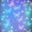 Placeholder: subtle transparent bright glitter blue butterfly, light, galactic, subtle flowers