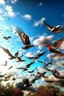 Placeholder: Generate an image of beautiful birds flying on the sky