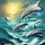 Placeholder: A surreal picture of an ocean scene where the Dolphins fly like bird's