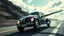 Placeholder: a high definition screen shot of a jet-fighter vw-beetle, retrofuturistic, phototrealism, in flight, one subject,