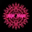 Placeholder: Hip Hop Wireframe Pink & Maroon Neon Mandala On Grunge Black Background.