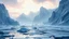 Placeholder: an arctic landscape that looks futuristic with futuristic lighting, realistic rendering