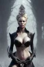 Placeholder: Pamela Anderson as evil queen in black leather, leather, busty, cleavage, angry, stern look. character design by cory loftis, fenghua zhong, ryohei hase, ismail inceoglu and ruan jia. unreal engine 5, artistic lighting, highly detailed, photorealistic, fantasy