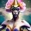 Placeholder: PHOTOREALISTIC PORTRAIT OF A GIRL of Cirque dU soleil, WALKING ON THE SHORE AT THE MOONLIGHT, AND EMBRACING PINK YELLOW PEONIES, VIVID colors: torquoise, pale salmon, persimmon, grey-green , pale lemon yellow, greenish gold, metallic bronze. ULTRA detailed; CORRECT anatomy, FACE and eyes, HIGH RESOLUTION AND DETAILS, HIGH DEFINITION, STYLE BY RAFFAELLO, MICHELANGELO, KAROL BAK, ANDY WARHOL, Anna Dittmann