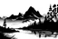 Placeholder: silhouette white background of beatuful scenic picture mountains from a distance scenery painting