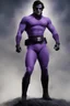 Placeholder: Kent Walker aka THE PHANTOM, Strong, athletic physique, action poses, wearing a skin-tight, formfitting purple bodysuit with a skin-tight, formfitting purple cowl, black eye disguise, black utility belt and double holstered pistol belt, black knee-high boots, glowing white eyes, battle scars, blood, ((foggy, cloudy background, multicolored lightning, flowing lava, Full Eclipse, aliens, explosions, bright, vibrant, extremely colorful, detailed, blood red skies))