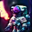 Placeholder: pixar style anamorphic cute cyberpunk astronaut floating in space, smiling, full body, magenta puffer jacket, dramatic lighting, hyper realistic, unreal engine 5, 16k, background:space