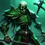 Placeholder: Green skeleton gravekeeper, heavy armour, legendary boss from a game, realistic, dangerous