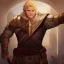 Placeholder: A nord male battlemage from Skyrim, full plate nordic armor, blond hair of medium length, hearty, smiling, thick short beard