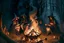 Placeholder: witches around a campfire in the woods