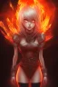 Placeholder: 3d Anime girl close and personal but beautiful in fire background