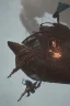 Placeholder: mad pilot in a steampunk airship during a storm