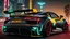 Placeholder: Audi R8's ultimate need for speed tuning Mansory Cyberpunk 2077 neon Style Rear View, Super Detailed, desktop wallpaper, 4K