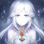 Placeholder: cosmic mage, elf, female, cosmic magic, long ears, white hair, face details, pale skin, jewellery, broad shoulders, sharp ears, cosmic clothes, cosmic eyes, ears shown, the cosmos in eyes, shining eyes, thin face, detailed ears, magical eyes, closed mouth, make up, smiling face, happy face, pointy ears