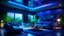 Placeholder: Living room futuristic with beautiful colors outside is night