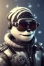 Placeholder: Snow man like a cyborg,with sunglasses,with gun,detail,textures,cinematic