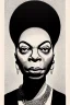 Placeholder: a vibrant ultraclear sideview waist up portrait of Nina Simone by rene magritte and laurie greasley, etching by gustave dore, colorful flat surreal, ethereal, intricate, sharp focus, illustration, highly detailed, digital painting, concept art, masterpiece