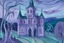 Placeholder: A light purple undead vampire castle painted by Edvard Munch