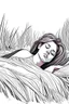 Placeholder: bible Realistic Beautiful Natural Ruth laying on the hay sleeping full body picture Black and white Coloring page