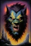 Placeholder: in the dead of night the bright moon shines down on a giant, extremely colorful werewolf facial portrait, acrylic on canvas, in the art style of Boris Vallejo,