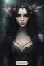 Placeholder: Dark green hair Water lilies long hair lotus night Fairy princess rapunzel hair queen crown dragonflies fireflies elven tiara flowers fairy wings gothic purple