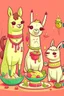 Placeholder: llamas eating dumplings n the style of hello kitty