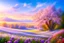 Placeholder: paysage rempli de belles grandes fleurs blanches bleues roses 8k