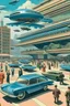 Placeholder: A citi in 2400 with flying cars and people walking