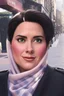 Placeholder: A close up shot of lady with scarf ,pixar