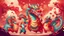 Placeholder: fantasy cartoon style illustration: chinese new year celebration dragon dance