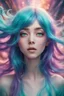 Placeholder: A stunning Anime girl suspended in a kaleidoscope of colors, captured in a photorealistic, cinematic photograph, as if plucked from a dream sequence. Her vibrant turquoise hair flows like a river, contrasting with the muted, earthy tones of her skin, set against a gradient of iridescent pinks and purples, evoking a sense of ethereal mysticism. Soft, cinematic film grain textures the image, infusing it with a sense of nostalgic warmth, as if lit by the flickering lights of a vintage cinema.