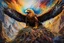 Placeholder: In the style of Josephine Wall, an oil brush painting of a Golden Eagle, wide angle view, it's sitting in splendour on a big nest protecting its two or three eaglets. Stunning colours, Spectacular. 8K graffiti art, splash art, street art, spray paint, oil gouache melting, acrylic, high contrast, colorful polychromatic, ultra detailed, ultra quality, CGSociety