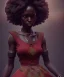 Placeholder: Negra Francisca, cute, beautiful, African, red fabric dress, black hair, head and shoulders portrait, 8k resolution concept art portrait by Greg Rutkowski, Unreal Engine 5 volumetric lighting