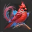 Placeholder: Bing: a vibrant digital chalk sketch painting featuring a double exposure image of a beautiful majestic red cardinal, ultra-detailed, within the body of the cardinal is a heart with the words "I AM ALWAYS WITH YOU" in a beautiful script