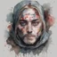 Placeholder: highly detailed, watercolor concept illustration of a Nordic rogue thief character , maximalist, sharp focus, highest resolution, in the styles of Agnes Cecile, and Alex Pardee, 8k, coarse, gritty textures