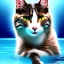 Placeholder: Eine Katze schwimmt im Swimmingpool, realistic foto