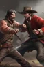 Placeholder: Realistic Arthur Morgan fighting Eren Jeager